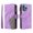 Purple, variant on Zipper Wallet Case for iPhone 15 Pro Large Capacity Card Slots Holder Magnetic Cover, Luxury PU Leather Shockproof Flip Case with Kickstand Wrist Strap Handbag Protective Case, Black