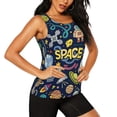 thumbnail image 2 of Xecao Colorful Space print women's scoop neck, loose-fit workout tank tops for the gym., 2 of 9
