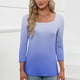 thumbnail image 5 of Blusas para Mujeres Casual 3/4 Manga Cuello Redondo Impreso Suelto, Mujer 3/4 Manga Tops Y Blusas para Diario, 5 of 6