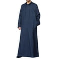 thumbnail image 2 of vbnergoie Men's Casual Solid Hooded Robe Long Sleeve Button Pocket Jubba Thobe Men Regular Fit Shirt No Iron Button down Shirts for Men, 2 of 6