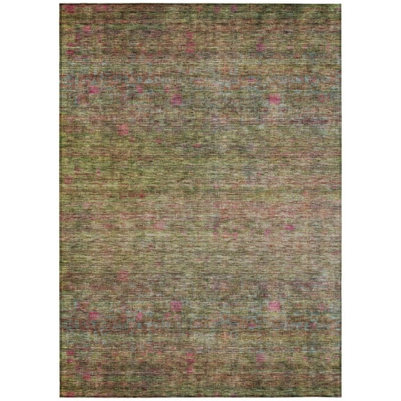 HomeRoots 605738 8 x 10 ft. Artichoke Green & Hot Pink Floral Washable Indoor & Outdoor Rectangle Area Rug