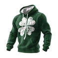 thumbnail image 1 of Ceisia Men's St. Patrick's Day Graphic Hoodie Casual Pullover | Dark Green Vintage Clover Print Relaxed Fit Drawstring Hooded Top Gifts, 1 of 2