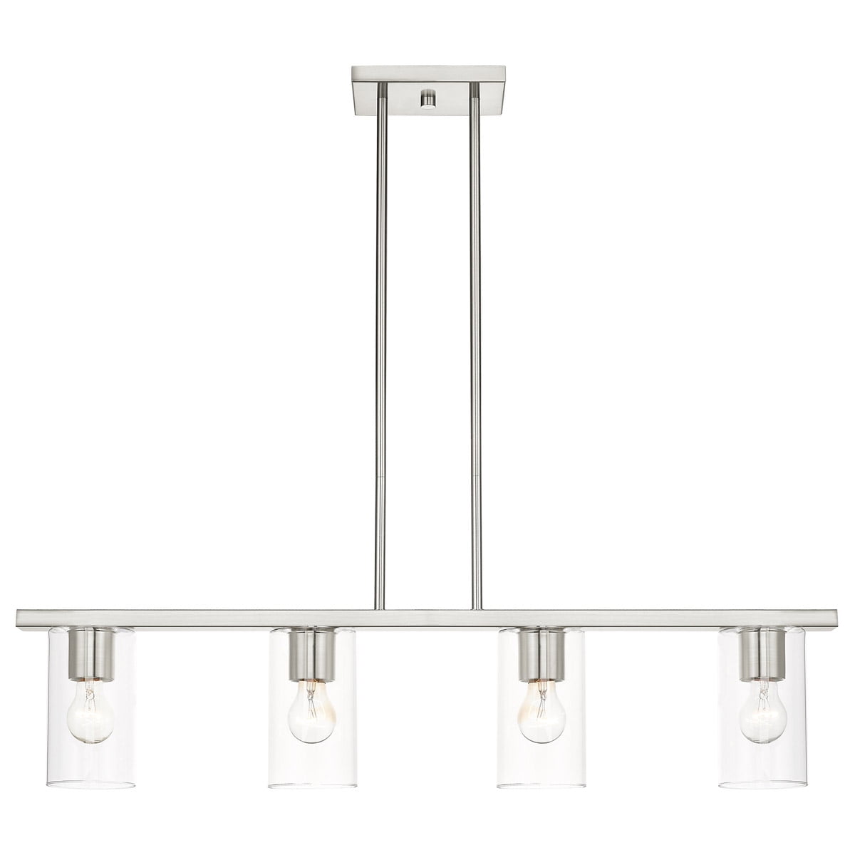 4.5 inch 4 Light Brushed Nickel Chandelier with Clear Glass Shade