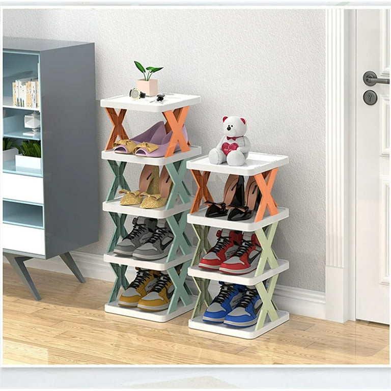 NOGIS Multi Layer Creative Shoe Rack Household Small Shoe Cabinet Economic  Dormitory Door Shoe Rack Installation Free Folding Shoe Cabinet（2 Tiers） 