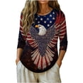 thumbnail image 2 of 250th Anniversary Women's Casual 3/4 Sleeve T-Shirt 250 Years of Freedom Shirt American Flag Patriotic Clothes, 2 of 7