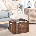 thumbnail image 3 of Yayeee Collapsible Cube Storage Bin with Lid Fabric Closet Decorative Basket with Handles, Brown Tribal Pattern, 3 of 7