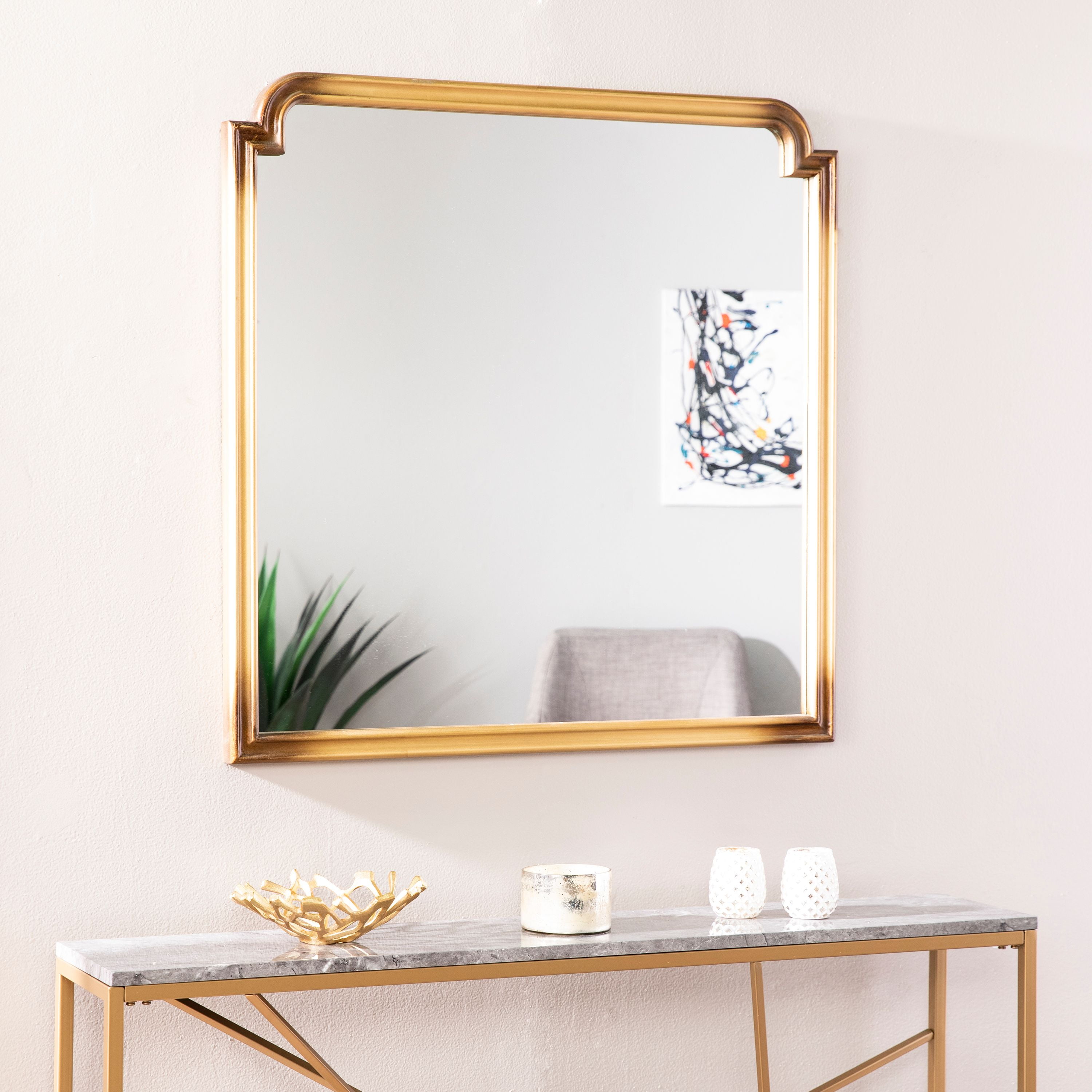 Loaka Art Deco Decorative Wall Mirror, Transitional, Gold - Walmart.com