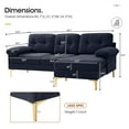 thumbnail image 2 of Fairyland Modern Luxury Sectional Sofa & Couch, Chenille Solid Wood Frame, Removable Machine Washable L-Shaped Sofa, Dark Blue, 2 of 7