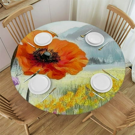 

PALNKART Floral Round Tablecloth Stain-Resistant Washable 60 Inch 46 -50