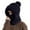 Navy, variant on Women's 3-in-1 Knit Balaclava Hood, Fleece Lined Winter Hat with Neck Warmer and Face Cover, Pom Pom Beanie with Faux Fur Brim for Cold Weather - Grey