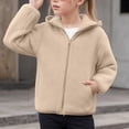 thumbnail image 2 of Ccpelsie Girls Fashion Zip Up Hoodies Kids Cute Sweatshirts Teen Trendy Casual Coat for Fall Winter(Khaki,11-12 Years), 2 of 6