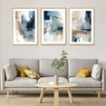 thumbnail image 4 of Large Navy Blue Brush Strokes Framed Canvas Wall Art Set,Abstract Neutral Art Painting,Modern Pastel Brown Artwork,Minimalist Shapes Wall Decor for Living Room,Bedroom,Office- 16''x24''x3, 4 of 6
