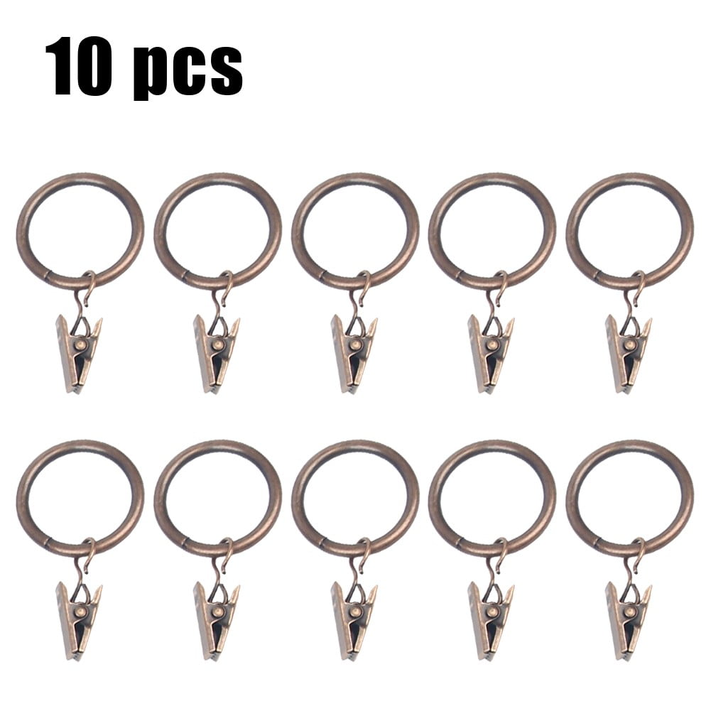 Heavy Duty Metal Curtain Rings pole Rod Voile Curtain Hooks with Clips 30MM 