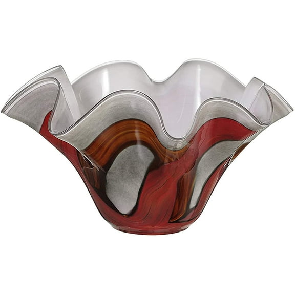 Elegant and Modern Decorative Classical Glass and Marble Bowl for Housewarming Gift - 14" Glass Bowl, Synergy