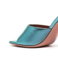 thumbnail image 3 of FSJ Women Fashion Square Open Toe Mules Slip On Crystal FlaBlue Heel Sildes Sandals Backless Wedding Dressy Slipper Shoes Size 6.5 Blue, 3 of 4