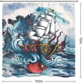 thumbnail image 2 of Nautical Octopus Shower Curtain Ocean Animal Sailboat Ship Sea Wave Bathroom Window Decor Set with Hooks Waterproof Polyester Fabric Machine Washable 72x72 inch, 2 of 6