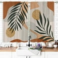thumbnail image 4 of Boho Mid Century Kitchen Curtains Rod Pocket Bohemian Palm Leaf Abstract Modern Terracotta Arch Small Short Cafe Curtain Geometric Window Treatment Drapes Home Decor 27.5W X 39L Inch 2 Panels, 4 of 6