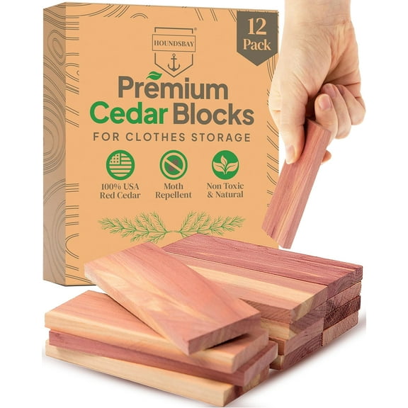 Cedar Blocks for Clothes Storage, Closets and Drawers - All Natural Moth Balls Alternative for Clothes Storage - Moth Repellant and Keep Clothes Smelling Fresh - 12 Pack