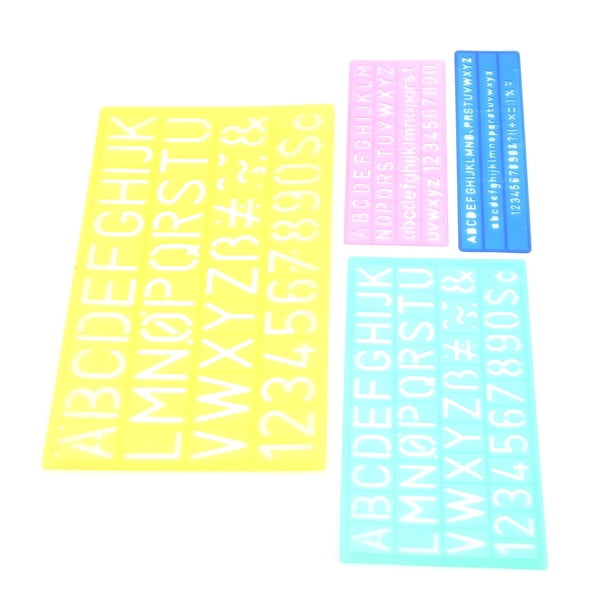 Set De 4 Plantillas De Letras Y Números De Plástico - Normógrafo Para Dibujo, Pintura Y Manualidades, Tamaños Variados