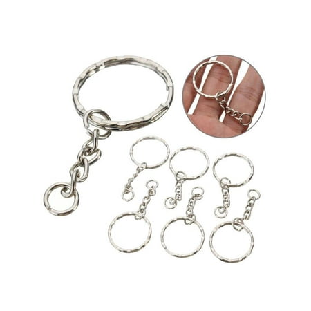 Heart Link Keychain - 100Pcs 55mm Keyring Blanks Tone Keychain Key Fob Split Rings 4 Link Chain Silver