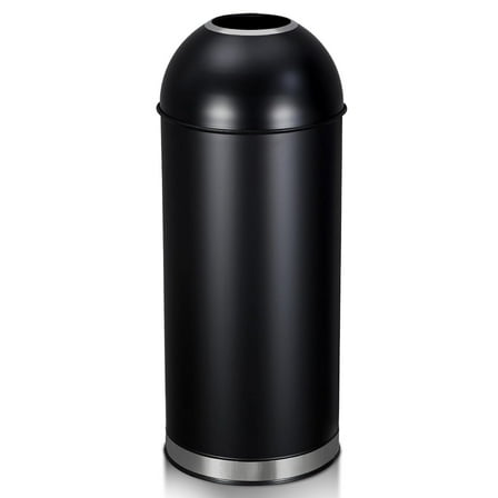 GAOMON 17 Gallon Commercial Trash Can, 65L Heavy-Duty Steel, Open Top, Large Capacity, Black Round Metal Garbage Bin for Indoor/Outdoor, Home, Office