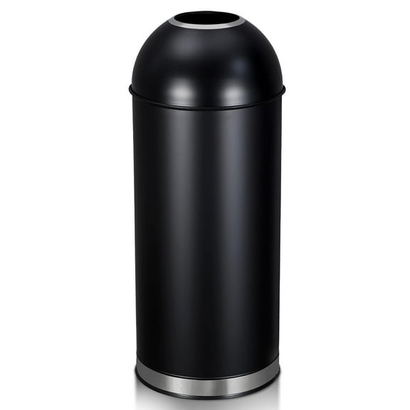 GAOMON 17 Gallon Commercial Trash Can, 65L Heavy-Duty Steel, Open Top, Large Capacity, Black Round Metal Garbage Bin for Indoor/Outdoor, Home, Office