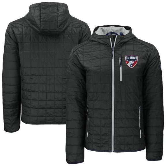 Men's Cutter & Buck Black FC Dallas Rainier PrimaLoft- Eco Full-Zip Hoodie Jacket