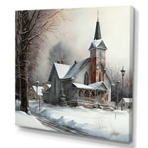 Designart Church In Country During Winter V Canvas Wall Art
