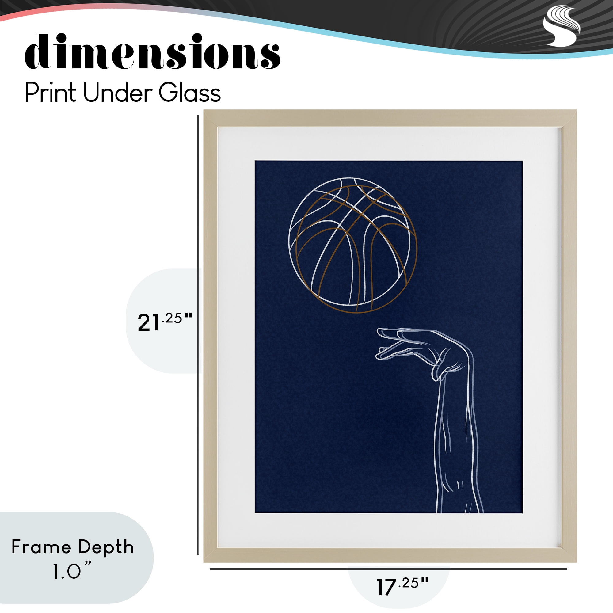 Stupell Industries Basketball Lines Contour Birch Framed Print Under Glass, design by Marcus Prime