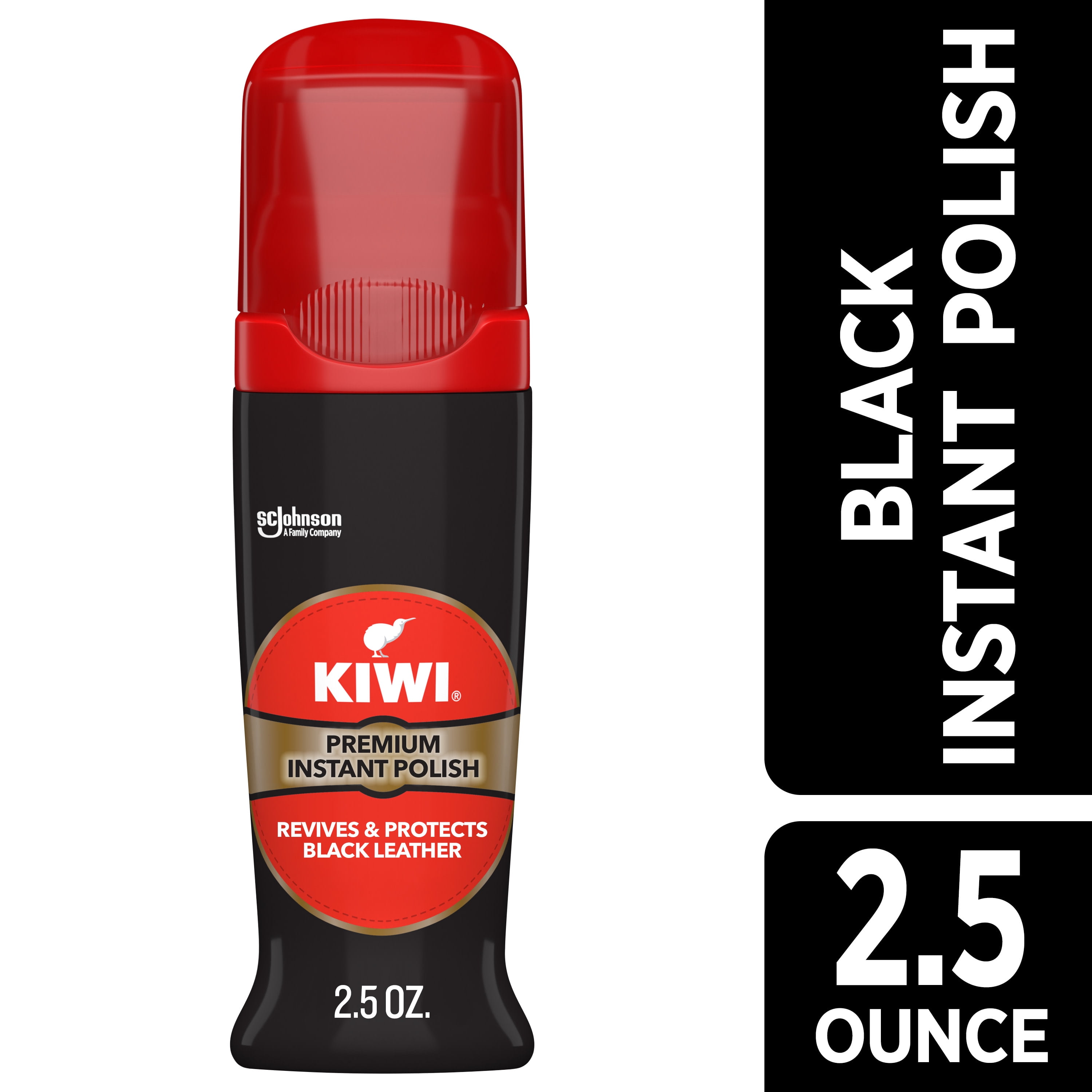 KIWI Instant Shine & Protect, Black Liquid Shoe Polish, 2.5 oz (1 Bottle with Sponge Applicator)