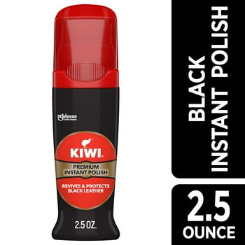 KIWI Instant Shine & Protect, Black Liquid Shoe Polish, 2.5 oz (1 Bottle with Sponge Applicator)