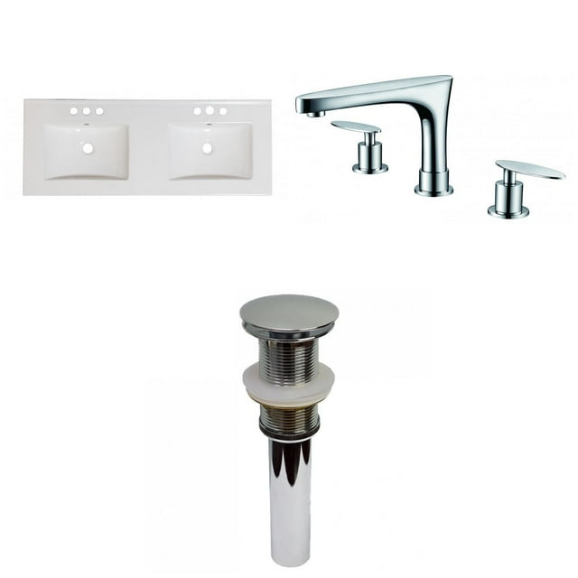 American Imaginations 48-in. W 3H8-in. Ceramic Top Set In White Color - Drain Incl. AI-32696