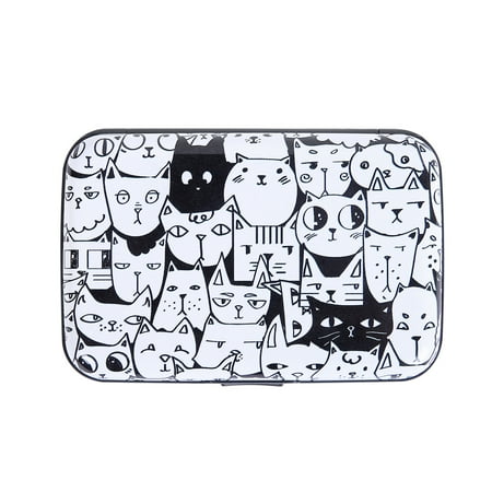 Shelf Card Holders HDE RFID Credit Card Holder Front Pocket Hard Shell RFID Wallets for Women (A Thousand Cats) ()