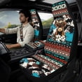 thumbnail image 2 of Xixirimido Car Seat Protection Set 5 Pieces Breathable PU Leather Front Seat Covers with Seat Belt and Console Covers Universal Fits Most Cars, Ethnic Tribal Highland Cattle Floral, 2 of 8