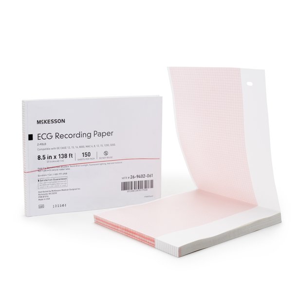 Mckesson ecg recording paper red grid thermal paper 8 5 in x 138 ft