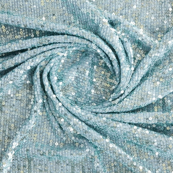 Zelouf Myrna Sequin Stretch Mesh , Sewing, DIY, Crafts Fabric by the Yard, Seafoam, 3 Yard