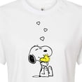 thumbnail image 3 of Peanuts - Snoopy and Woodstock Hearts - Juniors Cropped Graphic T-Shirt, 3 of 6