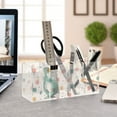 thumbnail image 4 of Pen Holder 4 Compartments Acrylic Pencil Cup Desktop Makeup Organizer Office Supplies Hand-drawn Cute Square, 4 of 7