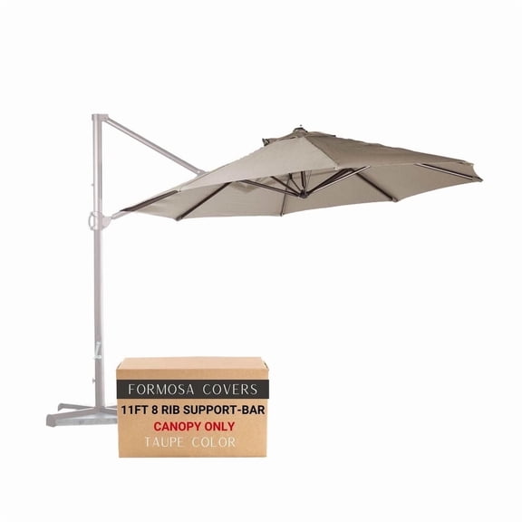 Covered Living 11ft Cantilever Supported Bar Umbrella 8 Rib Replacement Canopy Taupe