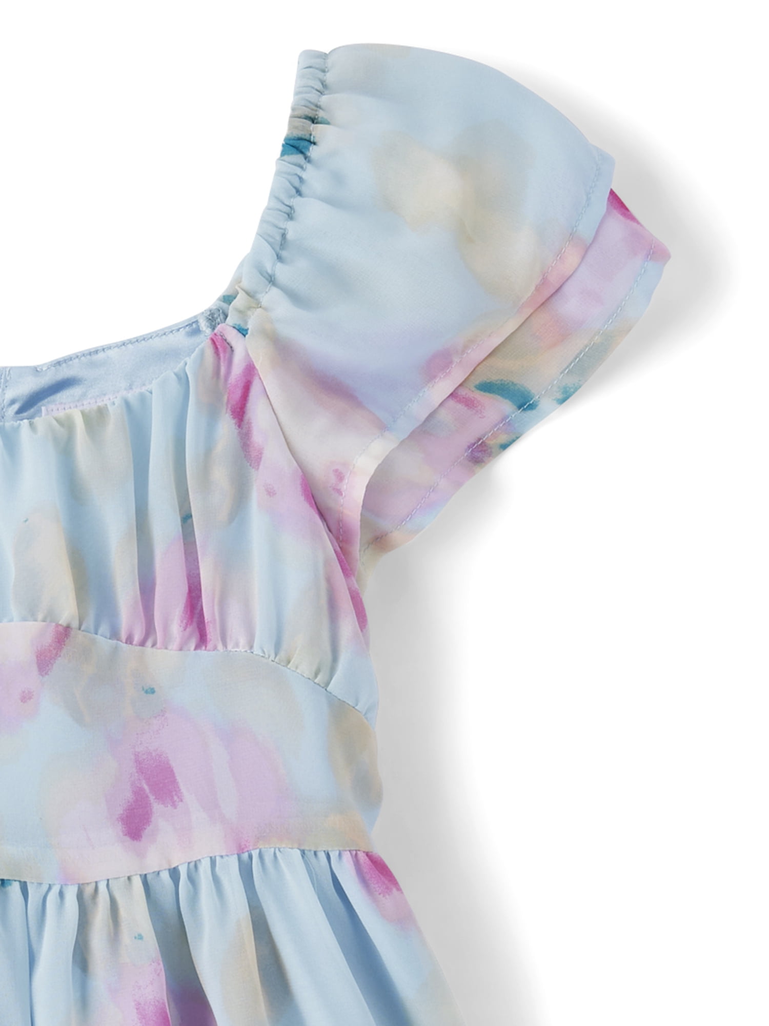 The Children's Place Girls Short Flutter Sleeve Floral Chiffon Ruffle Dress, Sizes XS-XXL