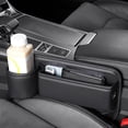 thumbnail image 3 of Organizador de espacio para asientos de coche con portavasos y compartimento para llaves y teléfono, de piel sintética resistente a arañazos, para el interior del coche., 3 of 8