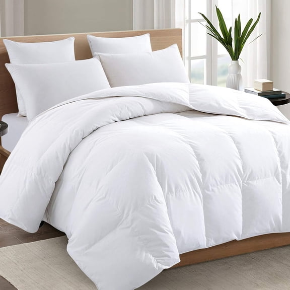Premium 2100 Series Queen Comforter All Season Breathable White Comforter Soft 4D Spiral Fiber Quilted Down Alternative Duvet Insert with Corner Tabs Luxury Hotel Style (88"x88")