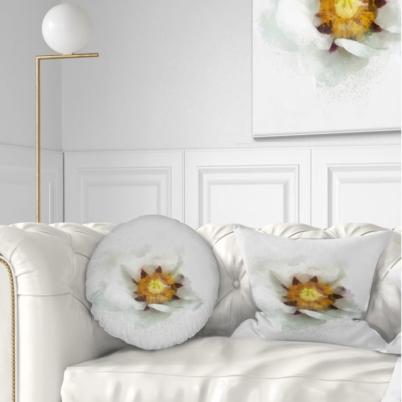 Designart Bloomy Poppy Flower Watercolor - Floral Throw Pillow - 12x20