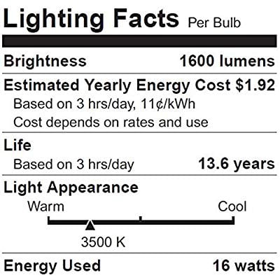 16 W CRI 80 120 V Sylvania Home Lighting 73190 Sylvania Dimmable Led Light Bulb 1600 Lumens 3500 K 2-5/8 in Dia X 5.15 in L Bright White 4 Piece 