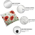 thumbnail image 4 of Shangniulu Floral Throw Pillow Cushion Cover, Poppies of Spring Season Pastoral Flowers Botany Bouquet Field Nature Theme Art, Decorative Square Accent Pillow Case, 18" X 18", Red and Green, 4 of 6