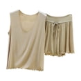 thumbnail image 2 of RKSTN Pyjama pour Femmes Ensemble Coton à Volants Grande Taille Col en V Sans Manches Camisole de Pyjama avec Shorts 2 Pcs Pyjama Léger pour Femmes, 2 of 7