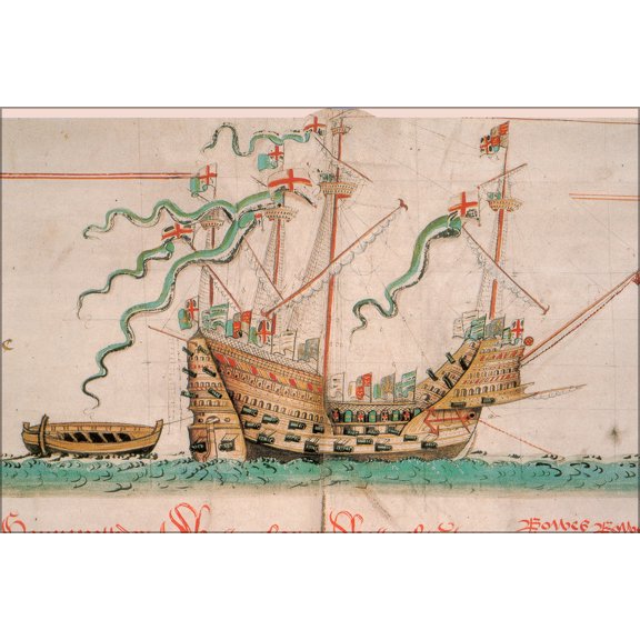 24"x36" Gallery Poster, Henry Grace a Dieu largest english ship during king henry viii