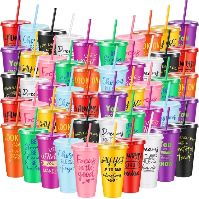 Paquete de 50 vasos de plástico inspiradores de 710 ml de Uiifan a granel