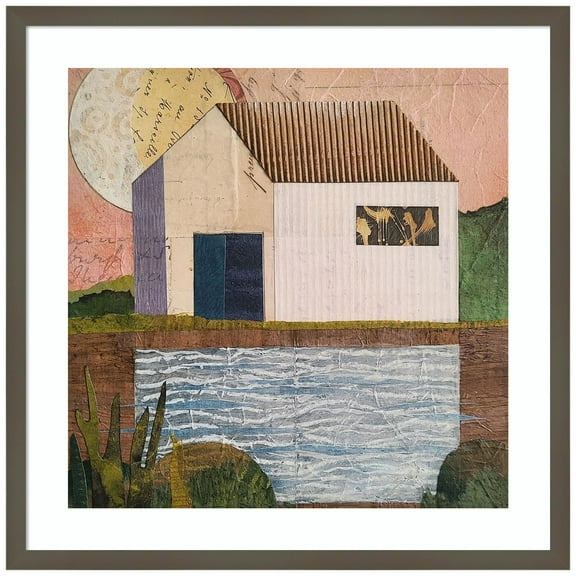 Amanti Art Small House V Wood Framed Wall Art Print