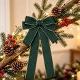 thumbnail image 4 of Lilixerw Woven Ribbon Christmas Bow, Dark Green Multi Loop Bow With Metallic Edge Trim, 5.11x7.08 Inch, for Tree Wreath Stair Garland Mantel Decoration, 4 of 6